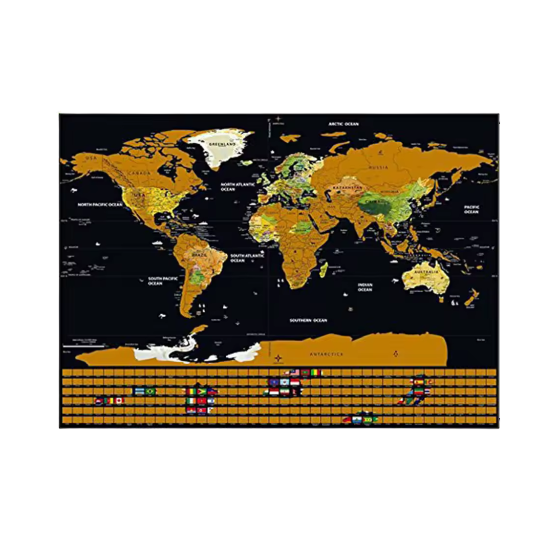 Mapa raspable del mundo pequeño 32,5 X 23,4